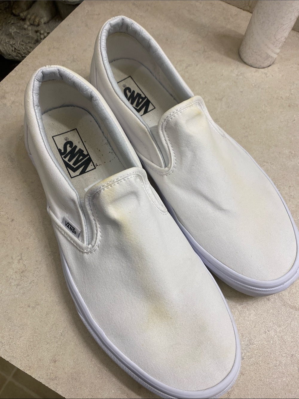 Vans White Men's Classic Slip-On Canvas Shoes